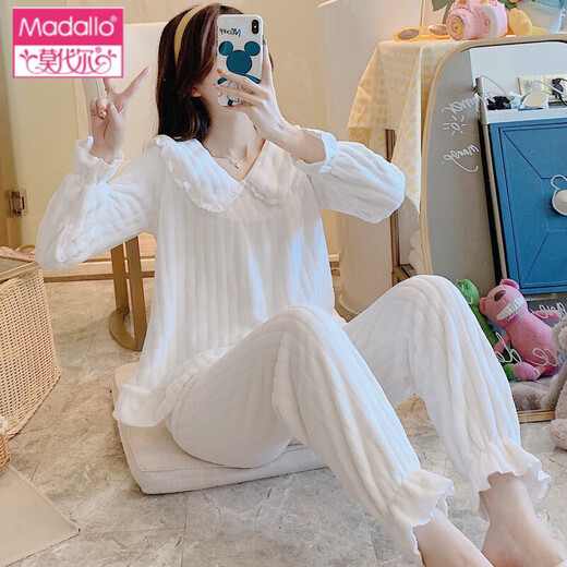 
Modal coral velvet pajamas for women in winter thickened velvet cute suit flannel princess style women's home clothes autumn and winter XT-9923# M