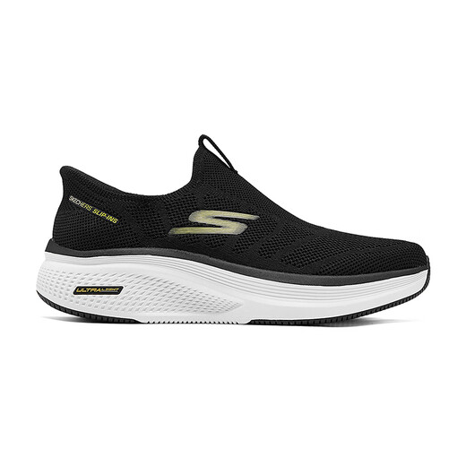 斯凯奇（Skechers）男鞋透气网面闪穿健步鞋轻便缓震一脚蹬运动休闲鞋 BKGD黑白 41