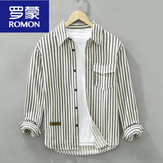 Romon Camisa a rayas de manga larga para niños Camisa de algodón casual para la primavera y otoño Nuevo moderno y de moda