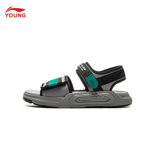 Li Ning Children's Shoes Children's Sandals Men's and Women's Lightweight Soft Velcro Sports Sandals YKUV018 Rubble Gray/Black-3 32