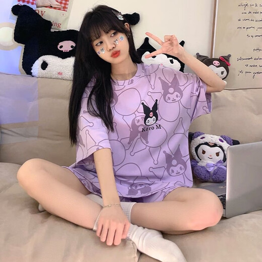 Jingpufei summer cartoon cute plus size thin pajamas set Guangzhou Thirteen Lines 677 Zikulomi 175 L code [Suggested 98-112 Jin [Jin equals 0.5 kg]]