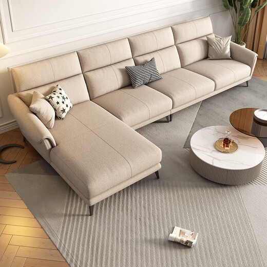 Disney fabric sofa Italian light luxury cotton and linen small apartments in a straight row multi-person combination soft package living room furniture Y753# more than 2.8 meters [Cotton and linen] down + sponge