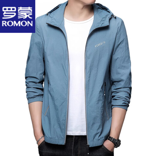 罗蒙（ROMON）防晒衣男2025夏季新款轻薄UPF50+防紫外线速干透气钓鱼服冰丝外套 gam-N9928连帽防晒服浅绿色 M 170 (体重120斤及以下)