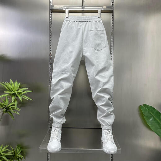 斐帝森猛哥哥哈伦裤子男夏季薄款纯色凉感男生户外运动时尚束脚休闲男裤 666灰白色 （夏季薄款） 33 （建议135-150斤）