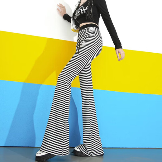 
2025 spring and summer drooping stripes loose casual micro-flare pants high waist wide-leg pants floor-sliding long pants women's trendy color [MY-686] 4XL