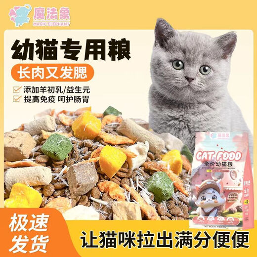 OIMG Magic Elephant Cat Food Kitten 1-12 months old cat food freeze-dried cat food milk cake for all stages of fattening and gills weaning period 1-4 months consumption 5Jin Jin equals 0.5kg Economic Pack No freeze-drying x 0.00lb