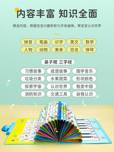 笑炎早教有声挂图可充电拼音03-6发声宝宝男孩点读学习机宝宝玩具 顶配款带解说-47面-充电款