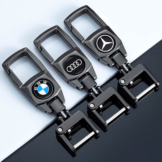 Geeignet für BMW, Mercedes-Benz, Audi, Volkswagen, Honda, Toyota, Buick, Haverford, Car Home Taillen-Metall-Schlüsselanhänger, Gunmetal-Metallschnalle, kostenloses Nummernschild + geflochtenes Seil, BMW