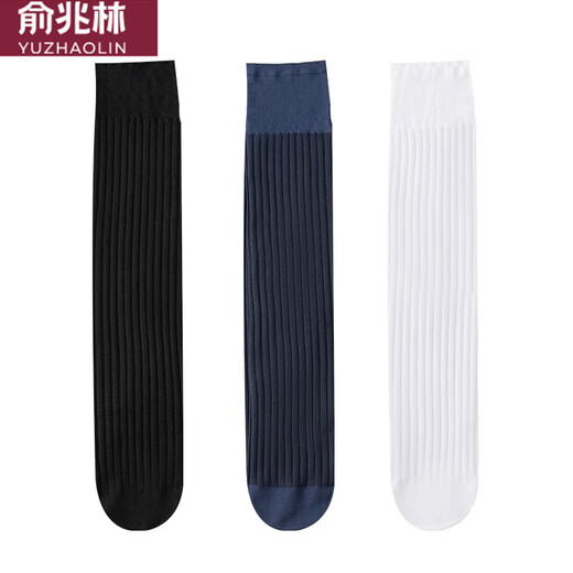 Yu Zhaolin 5 Paar Herrenstrümpfe Sommergeschäft formelle Anzüge, Anzüge, lange Rohrlederschuhe, Gentleman Ice Seiden Ultra-dünn schwarz sexy Männer mit langen Röhren gestreift