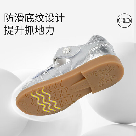 Dr. Jiang Summer Girl Prinzessin Baotou Sandalen lässige Kleinkinder Baby Klettmutter Kinder Sandalen Silber 22 Fuß Länge ca.