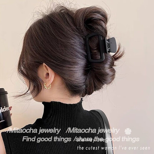 柏依诗大号高颜值鲨鱼夹子女2024新款发饰后脑勺盘发夹感气质抓夹 一件套【小方款】