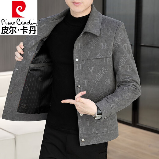 
Pierre cardin jacket men's jacket spring and autumn fashion and casual new high-end embossed men's youth lapel autumn top 826 black (authentic) 4XL (175-190Jin[Jin equals 0.5 kg])
