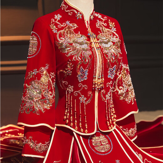 Baolian xiuhe boda boda boda 2024 boda otoño e invierno novia femenina vestida de boda china tostada de boda ropa de boda jeffrey ropa para hombres #velvet [bordado con llevado] (pareja de pareja s