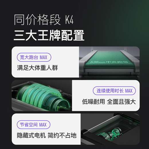 Keep treadmill K4 smart equipment for home use, foldable slope adjustment, wide treadmill, shock absorption, silent fitness, slope adjustment/intelligent speed regulation-K4 white