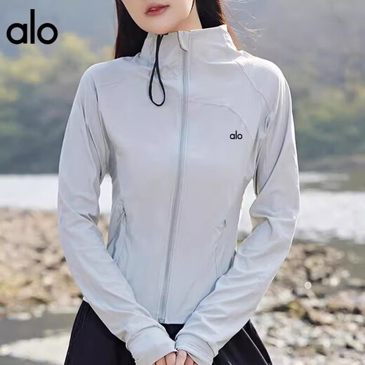 Traje de yoga de yoga de alo para mujeres al aire libre deportes al aire libre ropa de protección solar la ropa delgada y transpirable chaqueta de acondicionamiento físico de aptitud