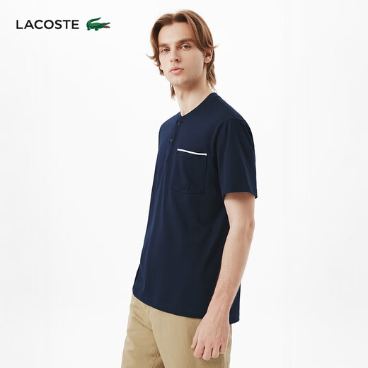 Lacoste French Crocodile Herren-Kleidung 25 Frühlings- und Sommer Neue Mode einfache Henry Kragen Kurzarm T-Shirt Th7022 166/Nakura M 4