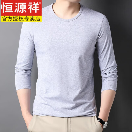
Hengyuanxiang brand pure cotton long-sleeved T-shirt men's round neck spring and autumn Xinjiang long velvet cotton white T-shirt underwear men's base shirt 5501 black L 17060-65KG