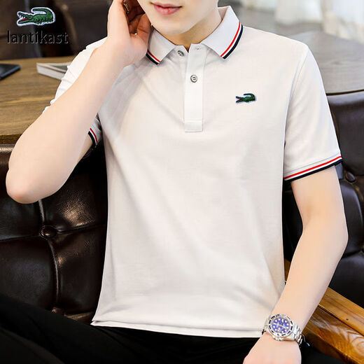 Katile Crocodile Polo Рубашка мужская мужская летняя летняя новая стиль в новом стиле и молодежь модная свободная лацкальная поло 6636 Black XL (125-140Jin [Jin равен 0,5 кг])