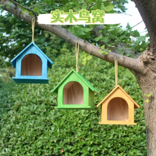 Runhuanian solid wood bird's nest bird's nest decorative bird cage outdoor bird house wooden pearl sparrow bird house peony parrot breeding box large lanyard yellow