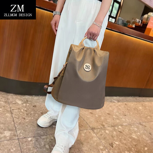 ZLLMGM Oxford Cloth Backpack for Women New Fashion Fashion Large Capacity Travel Backpack Practical Birthday Gift for Wife Khaki - Anti-theft Design is Safer