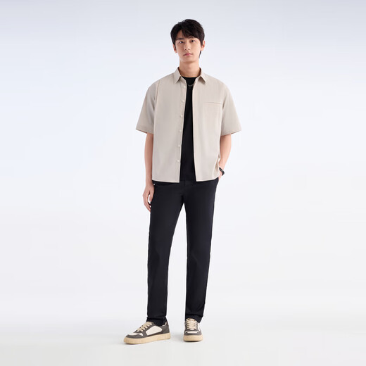 Joeone [Facile à prendre en charge, pantalon décontracté doux et confortable], pantalon pour hommes Pantalons polyvalents confortables et classiques, version noire + ajustée + TB1Exx20163 32 Taille 175 / 80A2.46 pieds 82cm