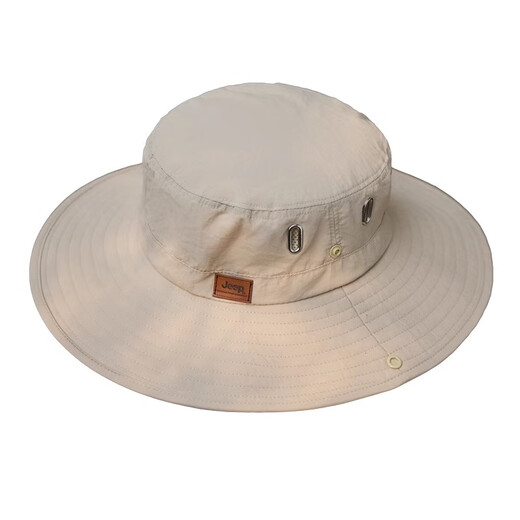 JEEP Jeep Hat Men's Summer Fisherman Hat Large Brim Breathable Mountaineering Outdoor Cycling Fishing Sun Protection Hat Far Mountain Gray-Set