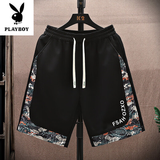 花花公子（PLAYBOY）新中式短裤男士夏季2025新款裤子运动中裤宽松休闲潮牌复古五分裤 6625白色 M