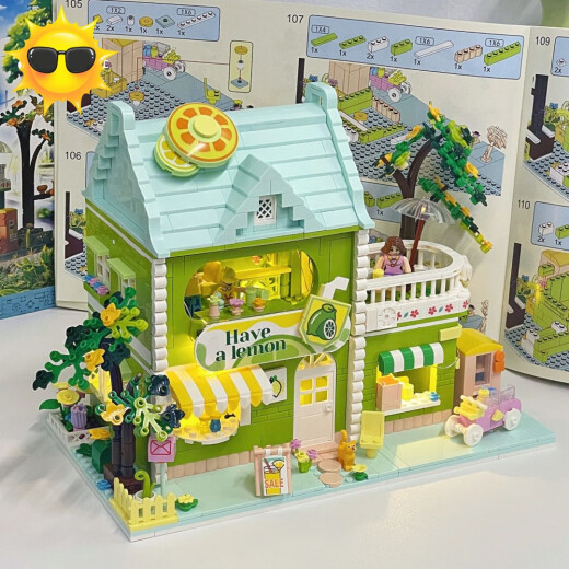 Zhegao 2025 new building blocks and flower play house girl toy version puzzle assembly house street view villa dog fashion house 1048 pieces