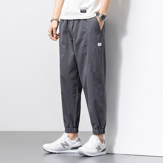 真维斯（Jeanswest）休闲裤男士2025新款夏季时尚宽松束脚哈伦九分裤子男 浅蓝 XL