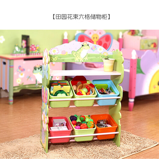 Huilide Teamson, Fenduoqi Baby Bookshelf Picture Bookshelf para niños Muebles de almacenamiento de almacenamiento Kindergarten Silla de almacenamiento de 3 pisos TD-12799A TD-12799A