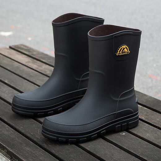 JCZS German Rain Shoes Men's 2025 New Men's Non-Slip Waterproof Silicone Water Shoes Fashion Thickened High School Tube Rubber Shoes Black [Upgrade/More Desirable] 40
