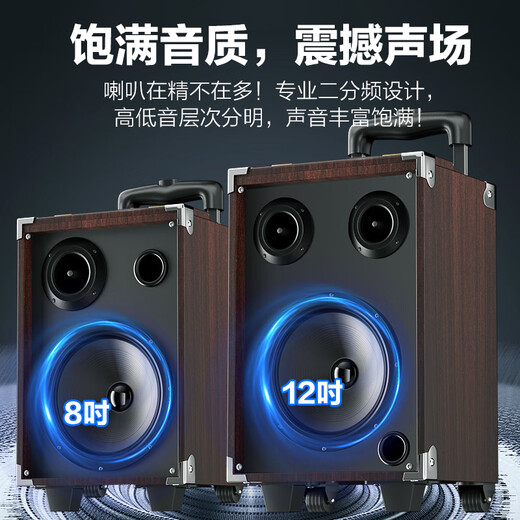 KaYouLa Y08 Square Dance Speaker Outdoor 8-inch Bass Bluetooth Portable Mobile Trolley Speaker K-Song Music Player High-Power High-Volume Amplifier Floor Stall Speaker Wheat-Free Version