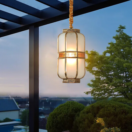 Opp Lighting (OPPLE) All Copper Outdoor Courtyard Chandelier Villa Hallway Corridor Waterproof Lighting Balcony Lighting Pavilion Lighting Sunroom Lighting 695A Model/Diameter 21*High 33cm All Copper + Glass