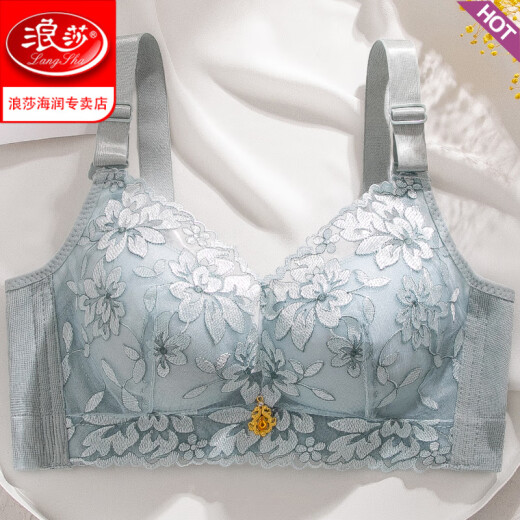 浪莎（LangSha）内衣女薄款透气刺绣胸罩性感小胸厚款无钢圈收副乳防下垂聚拢文胸 肤色 70A 32 厚款