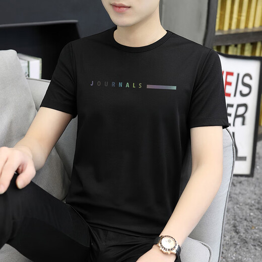 SeptWolves (Septwolves) Tapa de seda de hielo SET SELLA Summer de manga corta de manga de altura fría Fina de moda negra Modal Modal Modal Top de mante manga que se seca 1416 White (modelo de alta calidad) M (95jin [Jin es igual a 0.5 kg] -110Jin [Jin es igual a 0.5 kg])))