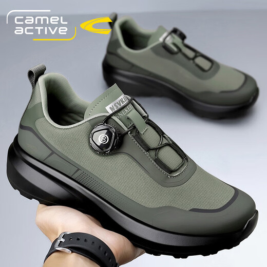 骆驼动感男鞋新款夏季户外登山软底运动鞋网面透气男士休闲鞋 绿色【软底减震】防滑3527 38 标准皮鞋码