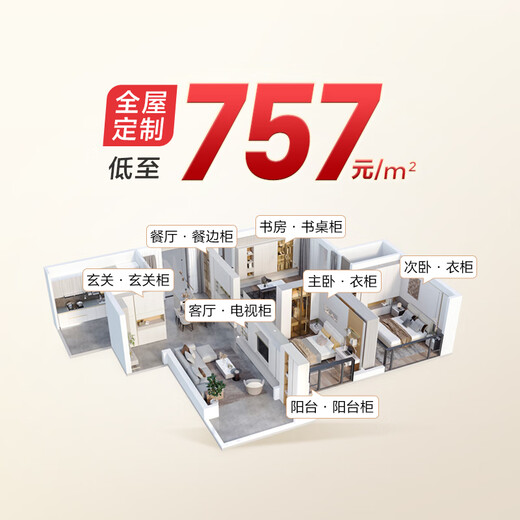 Lin's Home Furnishing National Subsidy Package Whole House Customized Wardrobe TV Cabinet Overall Furniture 17800 Package Package Price