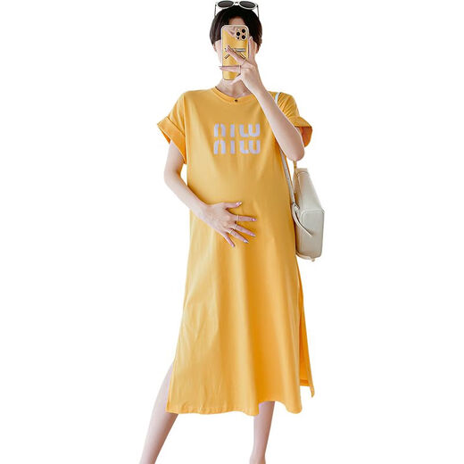 Le nouveau style de petit écureuil pour la robe mince mère enceinte pour la jupe maternité de grande taille en liberté 897 Couleur d'abricot (style) 2xl