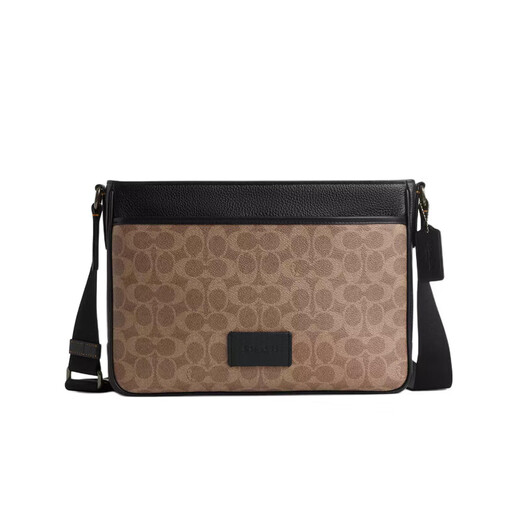 CoaCH (COACH) men's bag men's District zipper opening and closing briefcase one-shoulder crossbody bag CV761 khaki brown black QBNRX