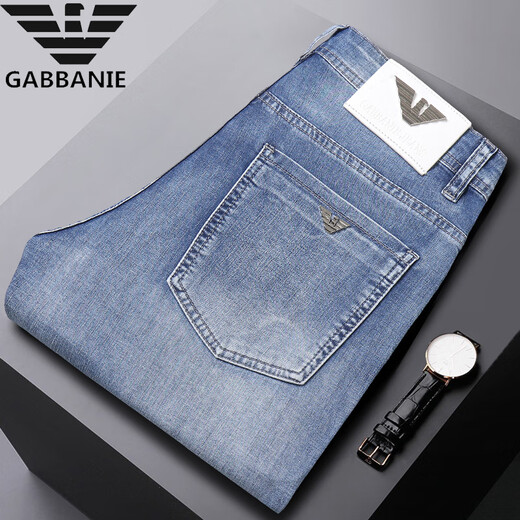 
Armani black jeans men's slim elastic European spring and summer new denim trousers black k683 29 size waist 2 feet 2