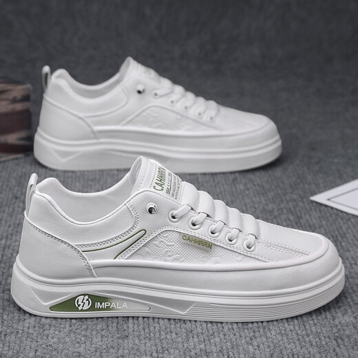 
Jingpu Fei leather casual sneakers men's trendy shoes student versatile single shoes 7372 black 39