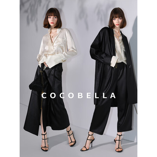 
COCOBELLA [100% acetic acid] mercerated fold texture silky draped horse hoof sleeve spring and summer shirt SR7011 Beige L