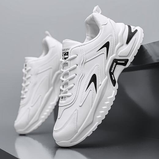 Changxiang Huili men's shoes 2025 summer men's trendy teenagers sports and casual versatile thick sole heightened little white dad shoes men RF-869 white 42