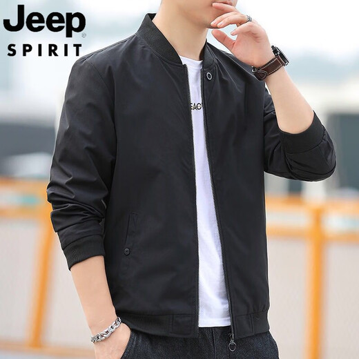 JEEP SPIRIT吉普2025春秋装外套男棒球领薄款休闲风衣短款外穿帅气男士夹克衫 686夹克【米白色】 3XL 【建议135-150斤左右