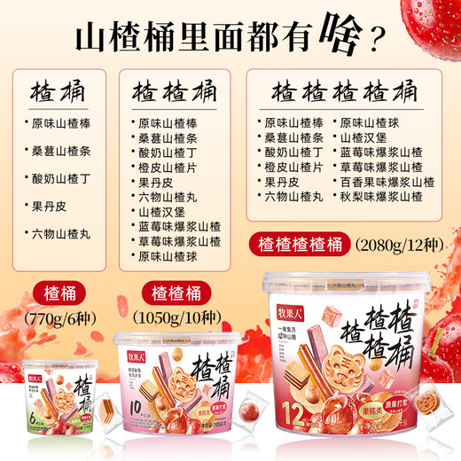 
Hawthorn Buckets, Candied Dried Hawthorn Sticks, Fruits, Danpi Hawthorn Ding Wans, Hawthorn Strips, Sweet and Sour Appetizing and Casual Snacks, Hawthorn Buckets, Hawthorn Buckets, 1050g (10 kinds of hawthorn flavors)