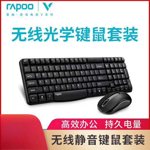 雷柏X1800S无线键盘鼠标套装静音无声打字专用笔记本台式电脑办公 E1050黑-抗干扰2.4G(单键盘)