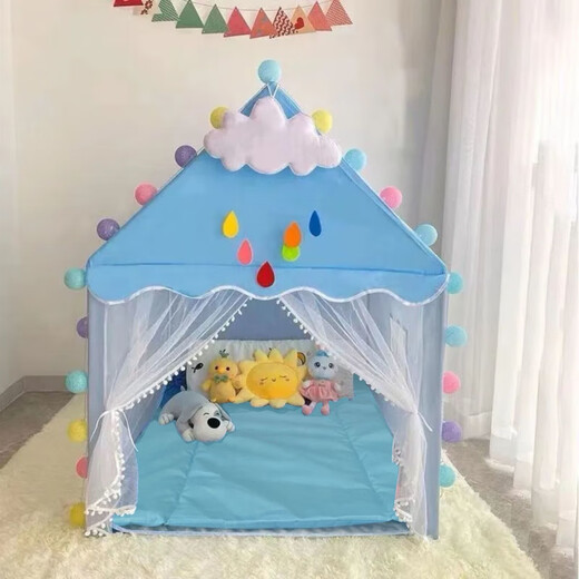 Jie Yintong Secret Base Tent Game House Small Castle Castle Princess House Toys Sleeping House Mosquito Net Net Pink Tent [pole PVC] Tienda + luces de colores + Nubes + Mariposas