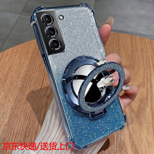 Henghaoda Samsung S21FE Case de teléfonos móviles S21EF Case de silicona protectora 5G Airbag CUBIERTA COMPLETA ANTI-FALL G9900 SMG MUJERES DE MUJERES DE MUJERES CONTRABAJAS DE CABAJE TRANSPARENTA CON SCRACE S215G NUEVA NIGHTA DARK Night Purple [con película de lente] Regalo Full Screen Steel Film + Makeup Mirror Suprupo Samsung S21 S21