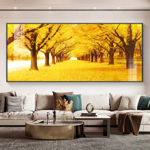 Salon de plancher doré peintures suspendues de canapé atmosphérique moderne peintures de décoration de paroi Golden Avenue paysage peinture murale 3294-hongyun dangtou-b hd huile toile environ 210 * 90m3 mètres canapé