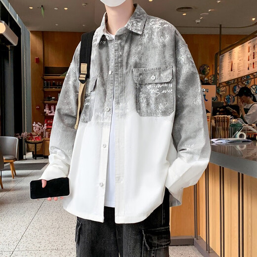 Impresswit Tie-Dye Gradient Jacket Мужская джинсовая джинсовая джинсовая джинсовая джинсовая джинсовая джинсовая ткань.